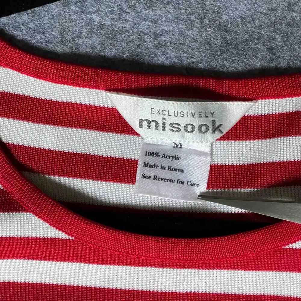 Misook Women's Sleeveless Knit Pullover Tank Top Red White Striped Size M - Picture 2 of 6